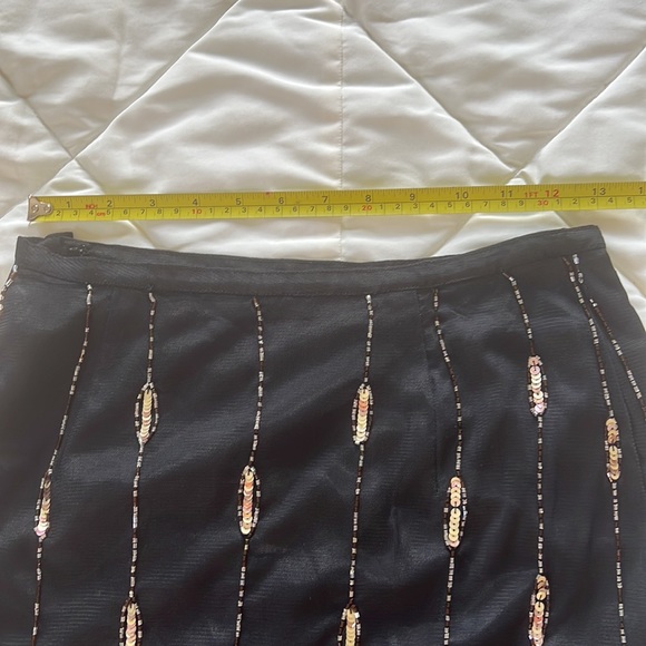 Vintage French style high waist Black goldbeaded sequined formal skirt waist 26” - Picture 3 of 9